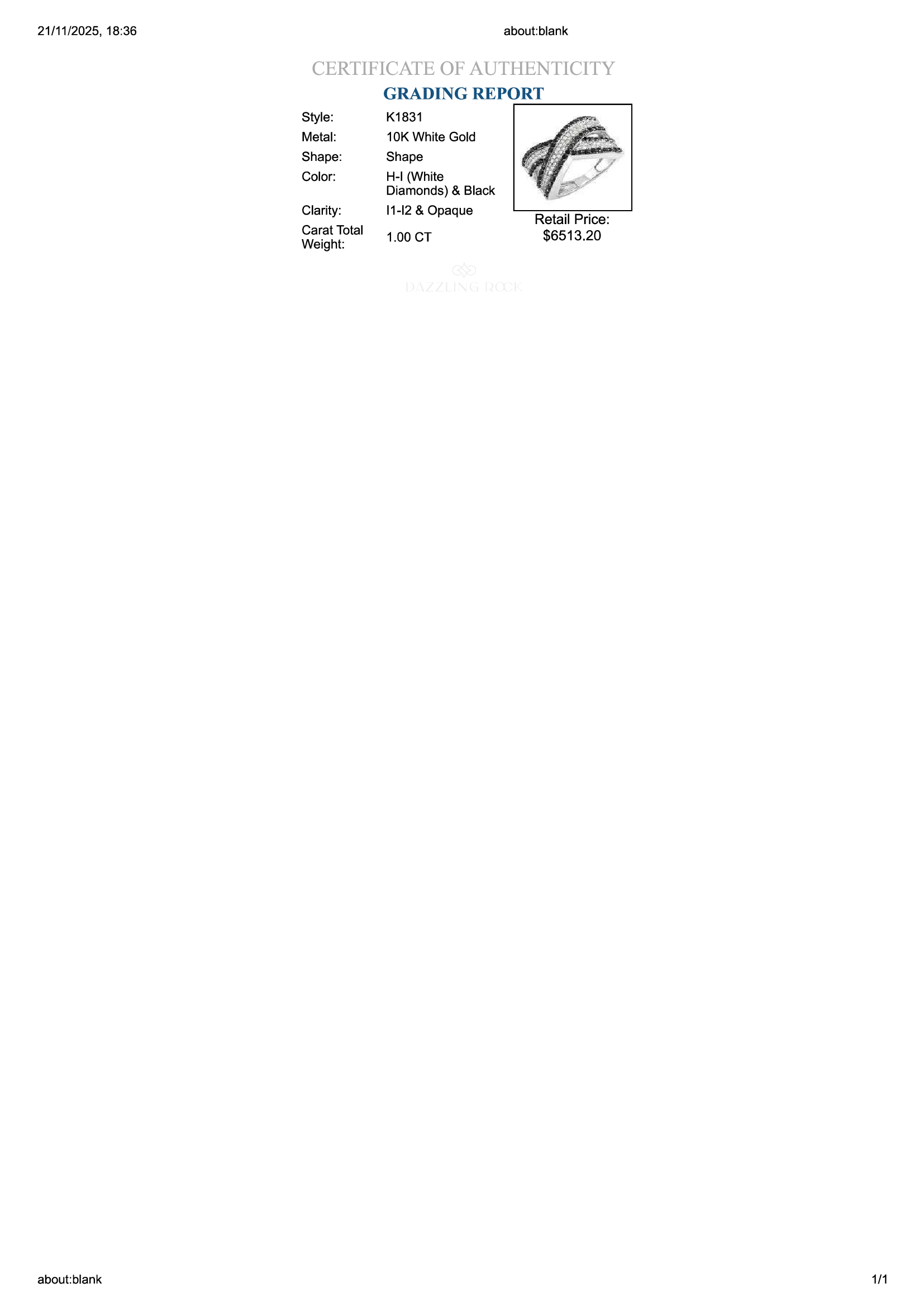 1.00 Carat (ctw) 10k White Gold Round Black & White Diamond Ladies Cocktail Right Hand Ring 1 CT