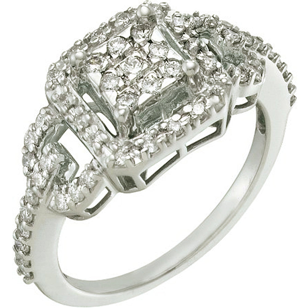 0.48 CT 14k Yellow Gold Round Black & White Diamond Ladies Cocktail Ring size 7