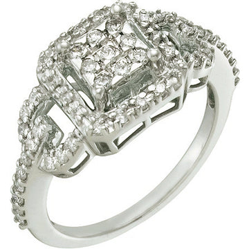 0.48 CT 14k Yellow Gold Round Black & White Diamond Ladies Cocktail Ring size 7