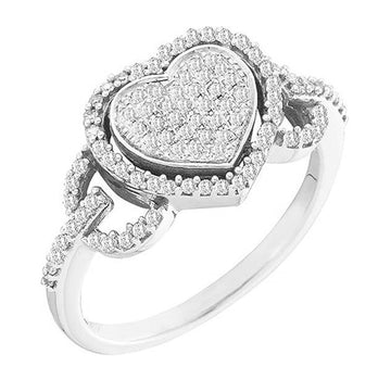 0.33 Carat (ctw) 10k White Gold Brilliant White Diamond Ladies Promise Heart Engagement Ring