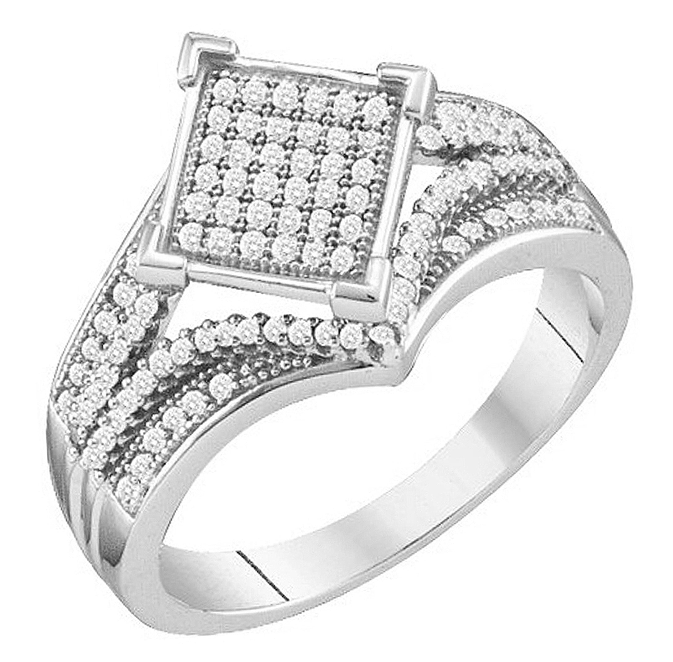 0.33 Carat (ctw) 10k White Gold Round White Diamond Ladies Micro Pave Bridal Engagement Ring