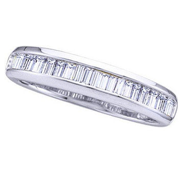 0.50 Carat (ctw) 10k White Gold Baguette White Diamond Ladies Anniversary Wedding Band 1/2 CT