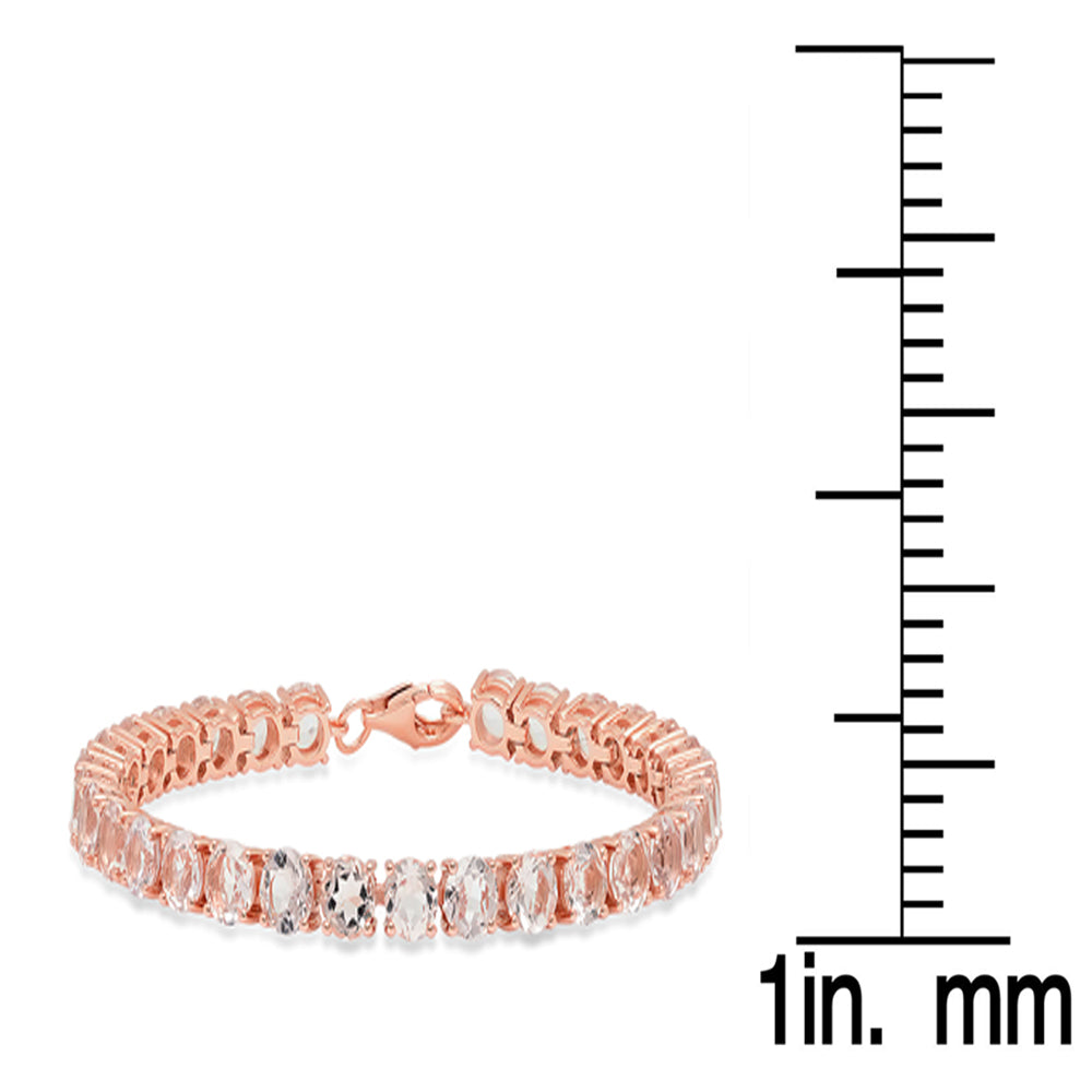 Rose Gold Plated Sterling Silver Round Cut Morganite Ladies Tennis Bracelet (7 Inch Length x 5.1 MM Wide)