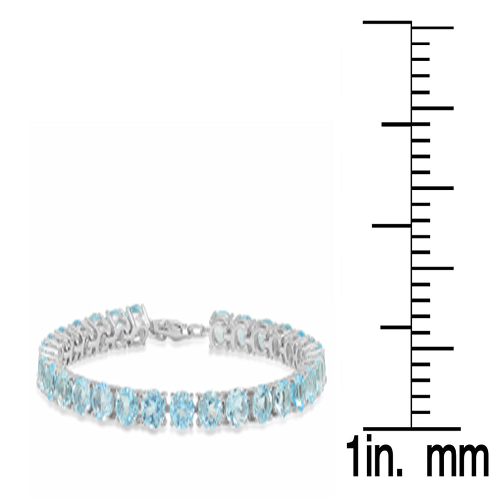 Sterling Silver Round Cut Aquamarine Ladies Tennis Bracelet (7 Inch Length x 5.1 MM Wide)