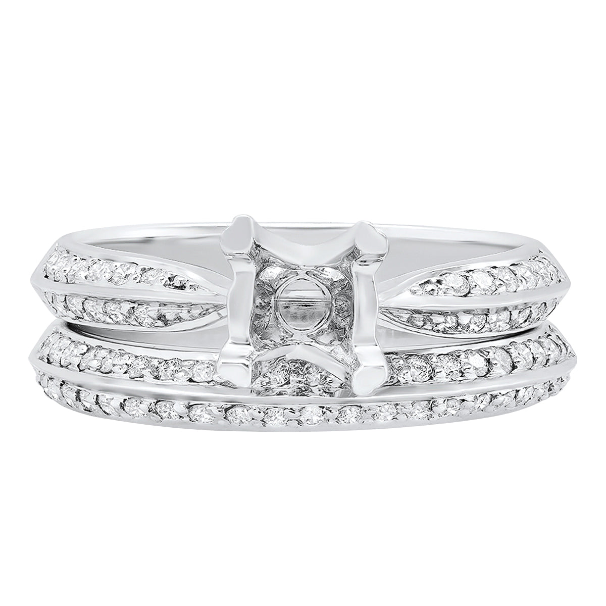 Round White Diamond Semi Mount Engagement Ring Set for Women (0.50 ctw, Color I-J, Clarity I1-I2) in 14K White gold
