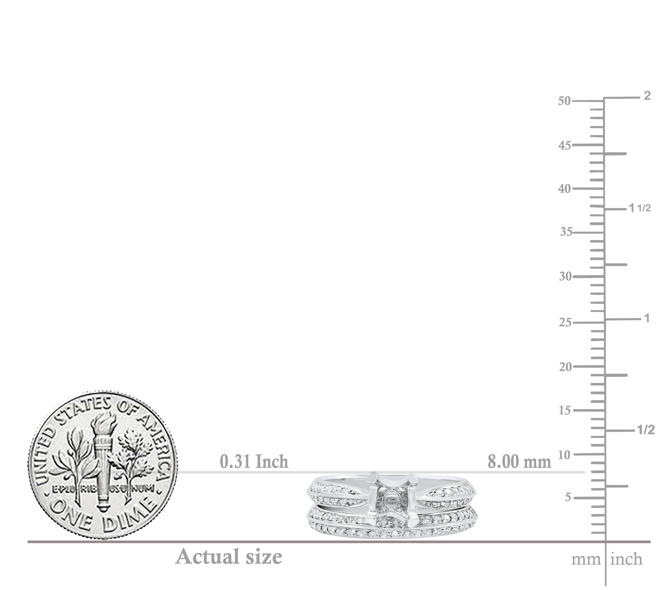 Round White Diamond Semi Mount Engagement Ring Set for Women (0.50 ctw, Color I-J, Clarity I1-I2) in 14K White gold