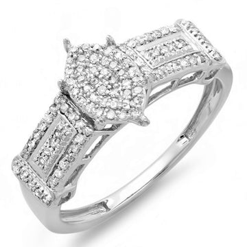 0.30 Carat (ctw) Sterling Silver Round Diamond Ladies Promise Ring Marquise Shape
