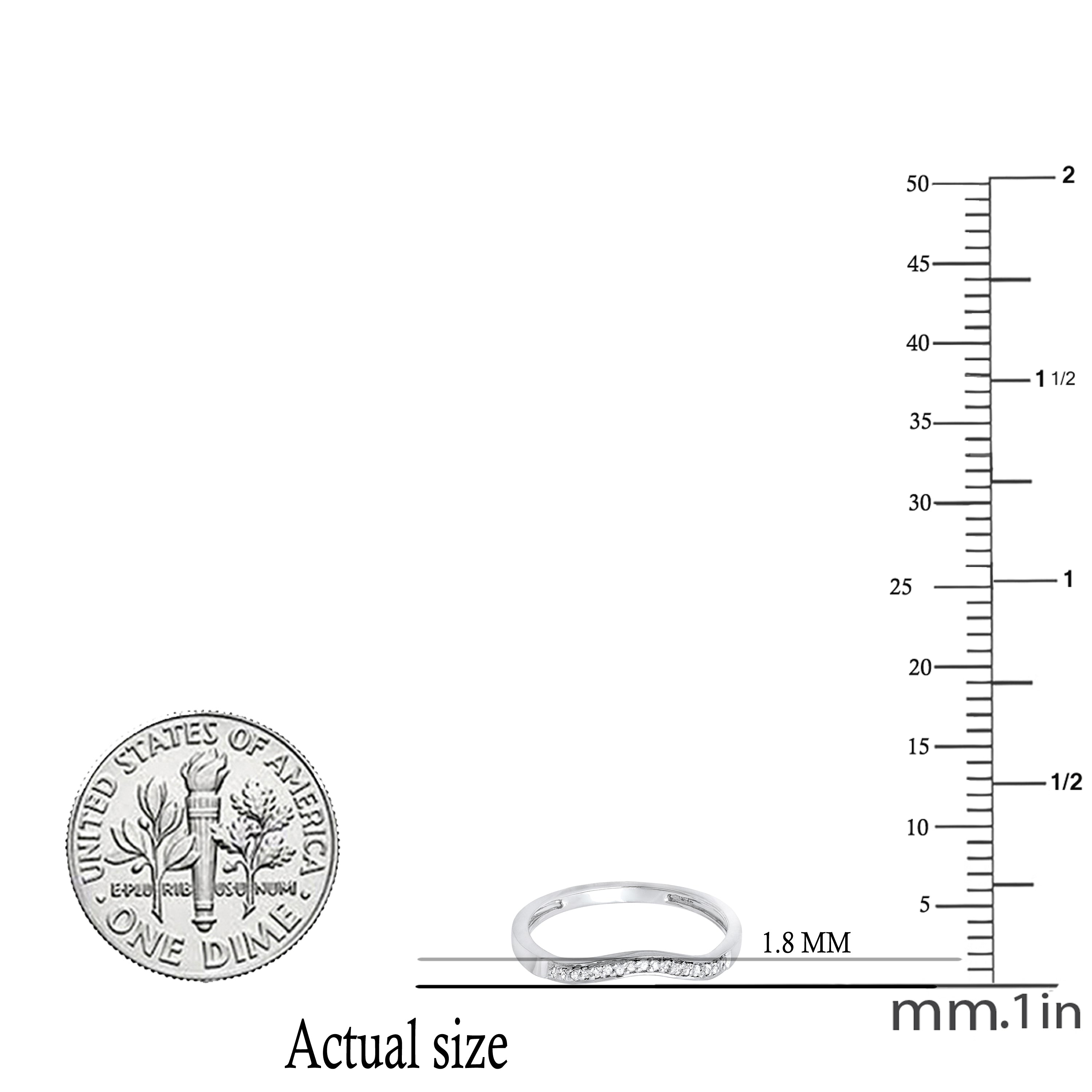 0.10 Carat (ctw) Sterling Silver Round Diamond Ladies Anniversary Wedding Band Guard Ring 1/10 CT
