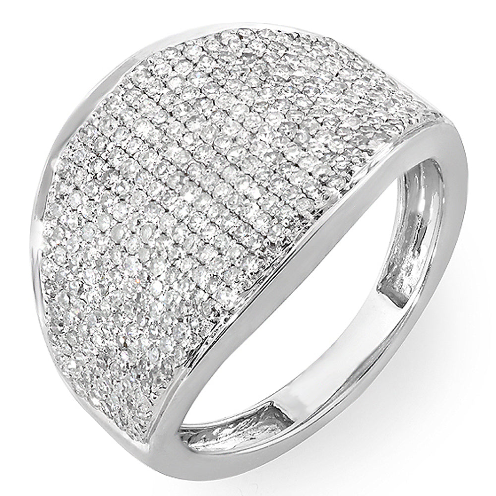 1.25 Carat (ctw) 14k White Gold Round Diamond Ladies Cocktail Right Hand Ring 1 1/4 CT