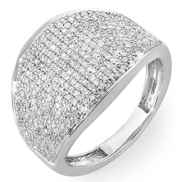 1.25 Carat (ctw) 14k White Gold Round Diamond Ladies Cocktail Right Hand Ring 1 1/4 CT