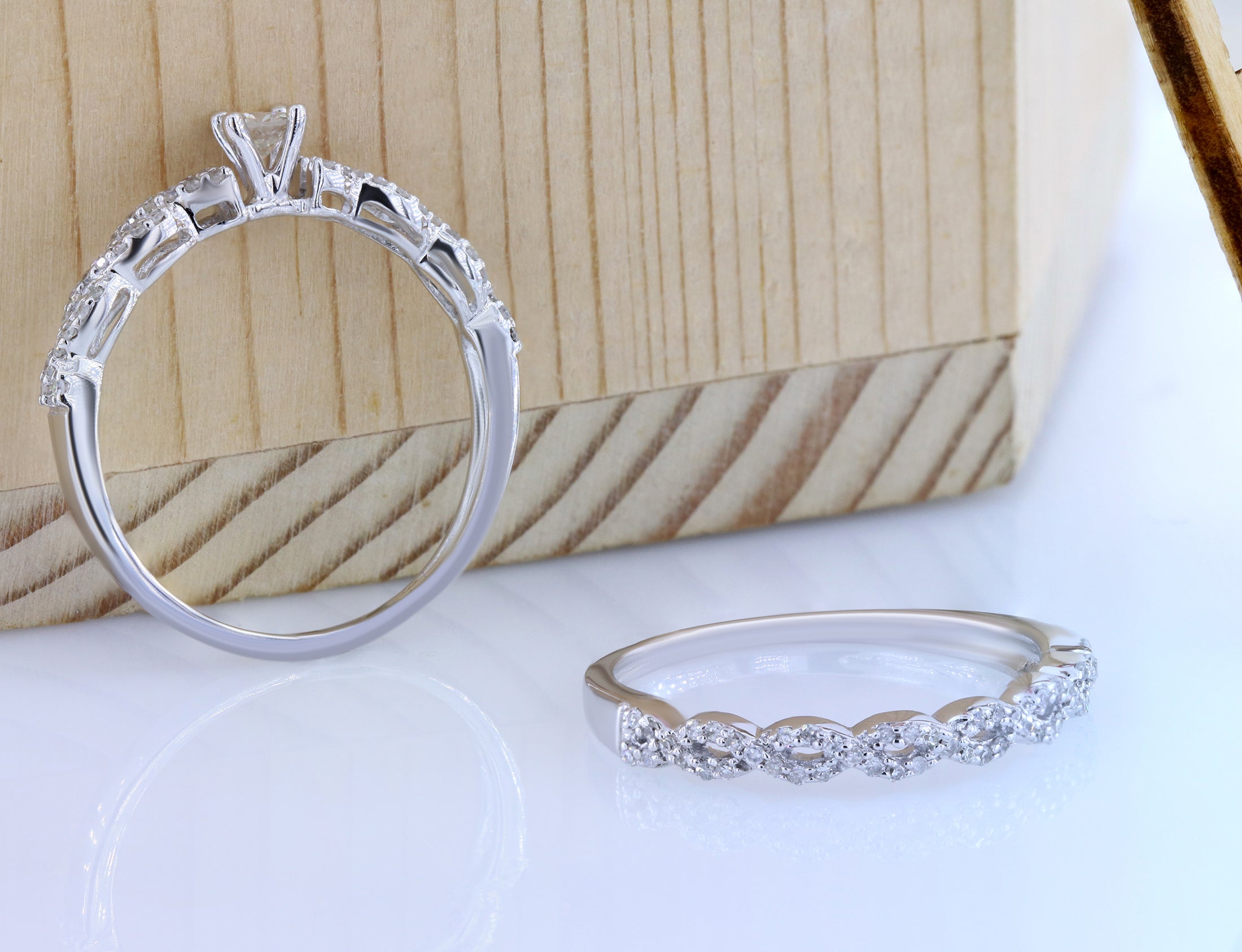 0.50 carat (ctw) 14k White Gold Round Cut Diamond Ladies Bridal Engagement Ring Matching Wedding Set 1/2 CT