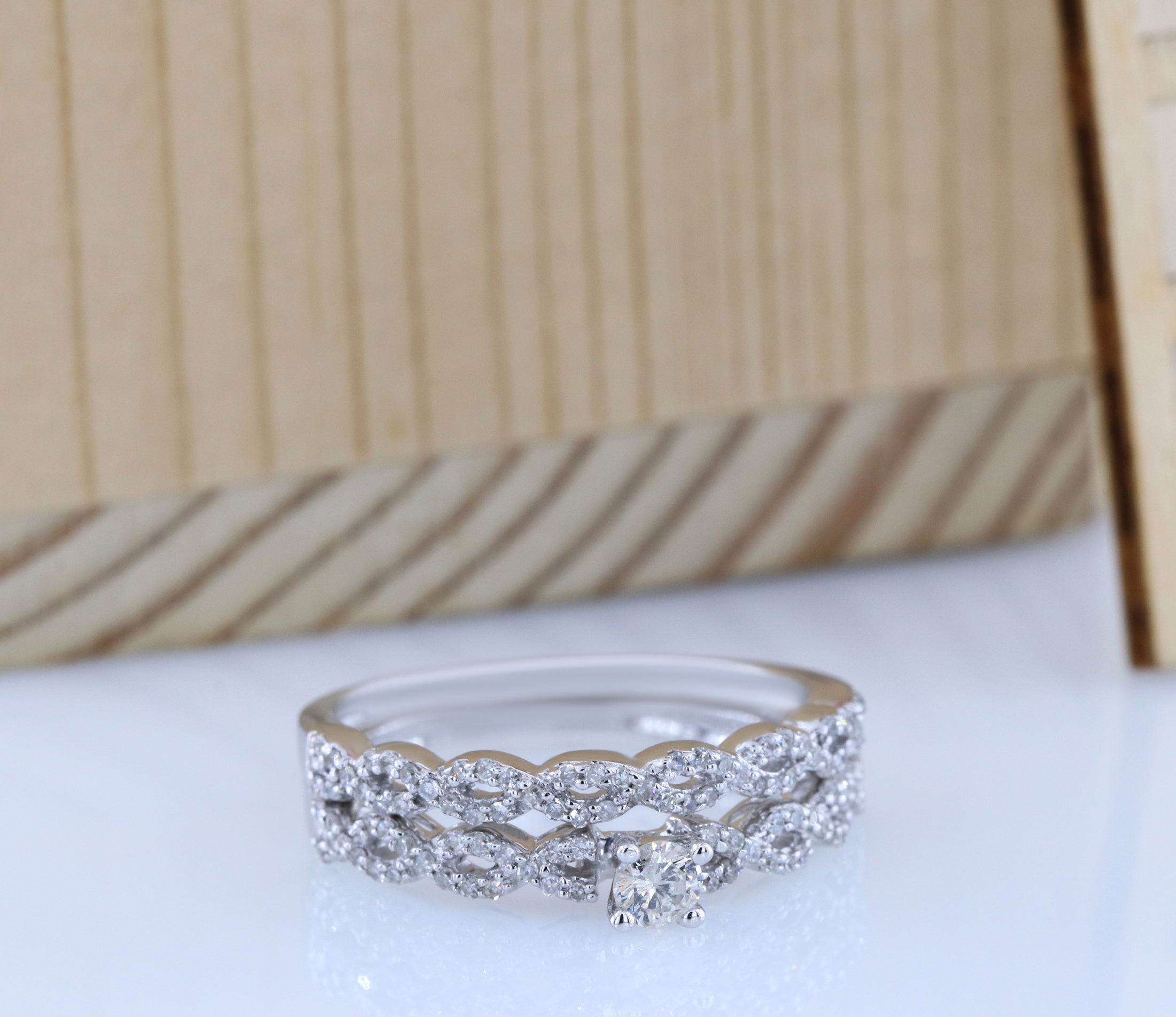 0.50 carat (ctw) 14k White Gold Round Cut Diamond Ladies Bridal Engagement Ring Matching Wedding Set 1/2 CT