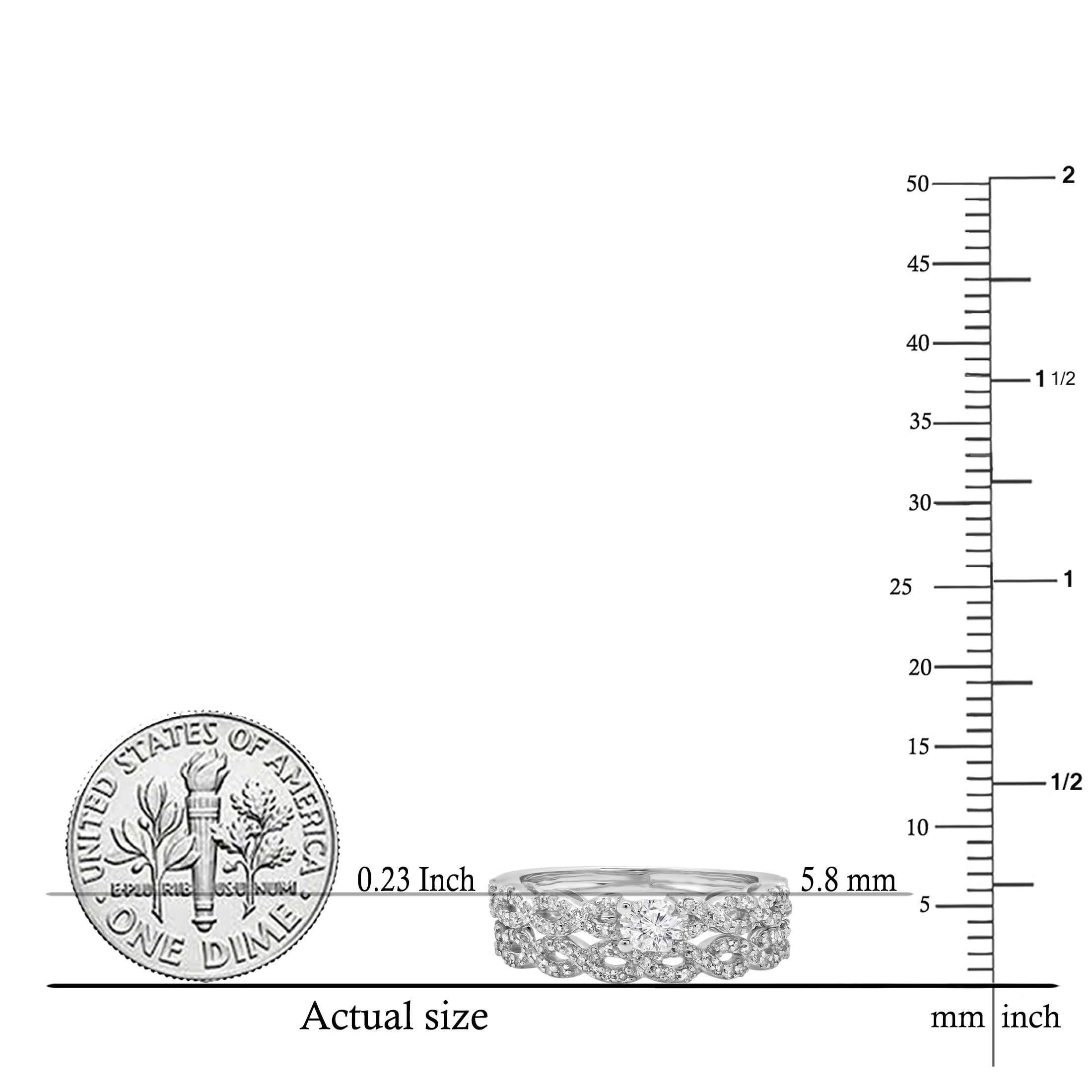 0.50 carat (ctw) 14k White Gold Round Cut Diamond Ladies Bridal Engagement Ring Matching Wedding Set 1/2 CT