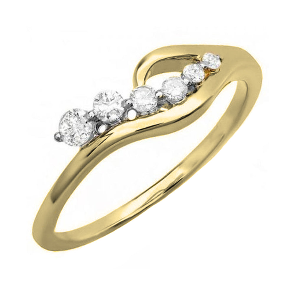 0.23 Carat (ctw) 14K Yellow Gold Real Round White Diamond Ladies Right Hand Journey Ring 1/4 CT