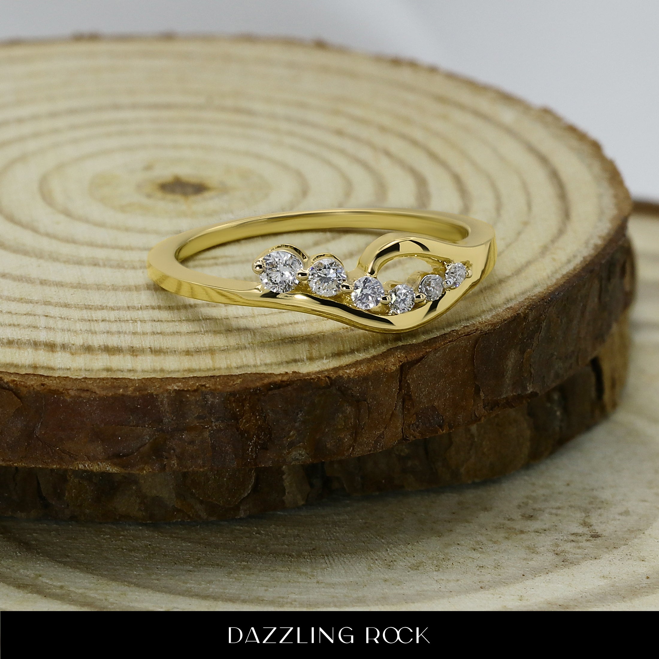 0.23 Carat (ctw) 14K Yellow Gold Real Round White Diamond Ladies Right Hand Journey Ring 1/4 CT