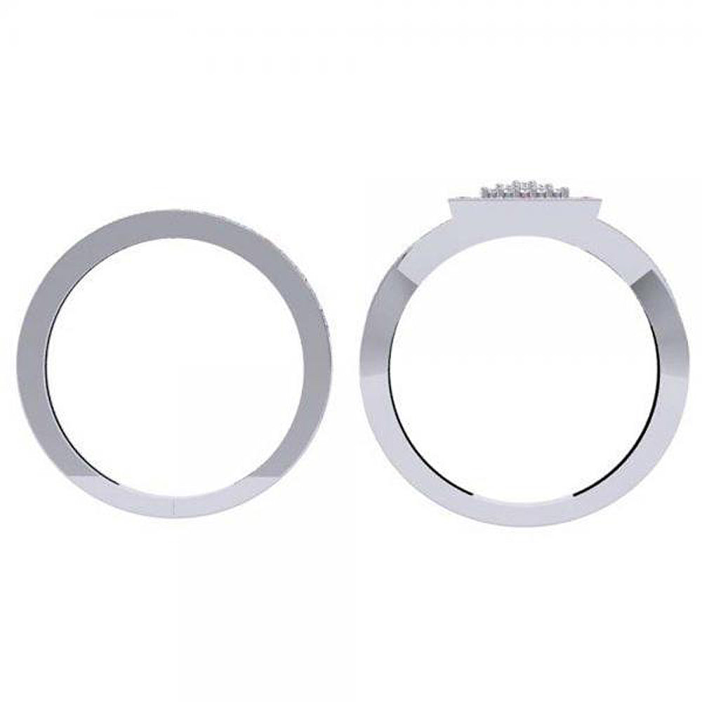 0.50 Carat (ctw) Sterling Silver Round Pink Sapphire & White Diamond Ladies Engagement Bridal Ring Set Matching Wedding Band 1/2 CT