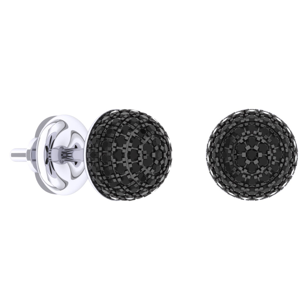 0.60 Carat (ctw) Sterling Silver Round Cut Black Diamond Ladies Half Ball Cluster Stud Earrings