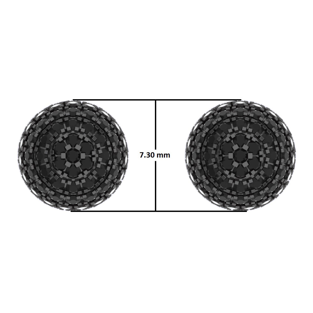 0.60 Carat (ctw) Sterling Silver Round Cut Black Diamond Ladies Half Ball Cluster Stud Earrings