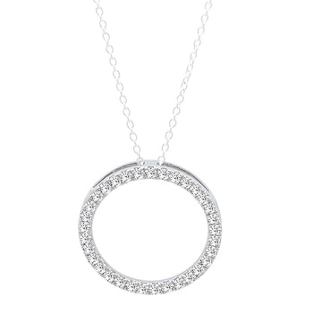 0.10 Carat (ctw) 18K Yellow Gold Round Cut White Diamond Ladies Circle Pendant (Necklace)(Silver Chain Included) 1/10 CT