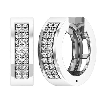 0.12 Carat (ctw) Sterling Silver Round White Diamond Mens Ladies Unisex Huggies Hoop Earrings