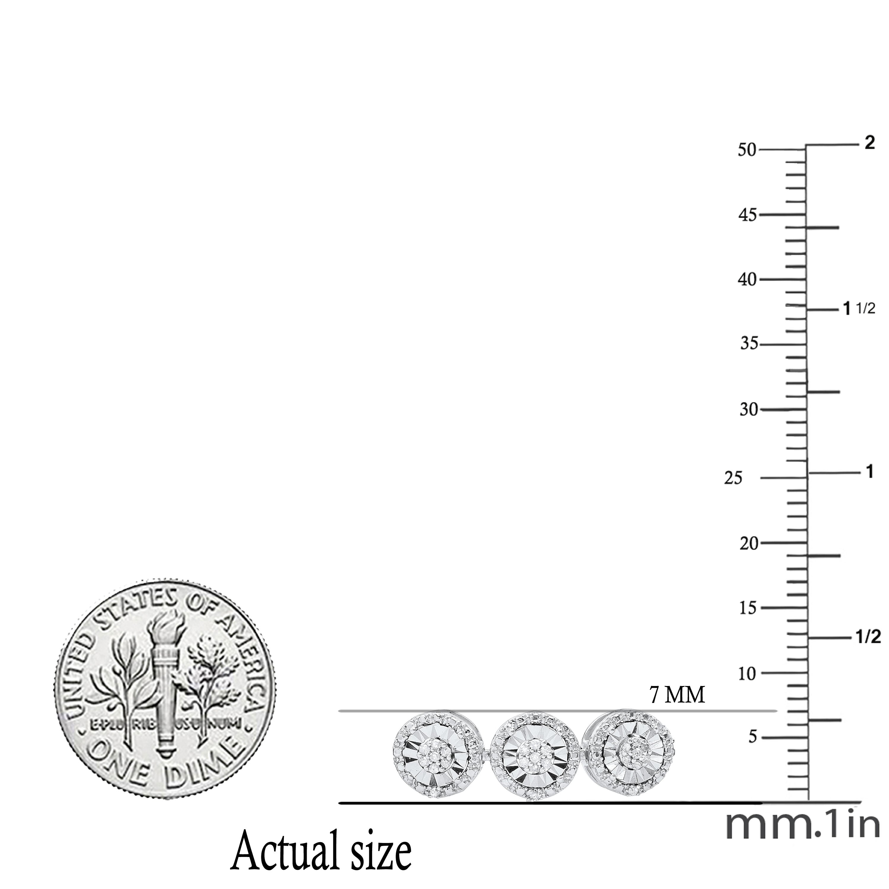 0.48 Carat (ctw) Round White Diamond Ladies Cluster Tennis Bracelet 1/2 CT Sterling Silver