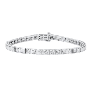 0.25 Carat (ctw) Round White Diamond Modern Square Tennis Bracelet 1/4 CT | 925 Sterling Silver