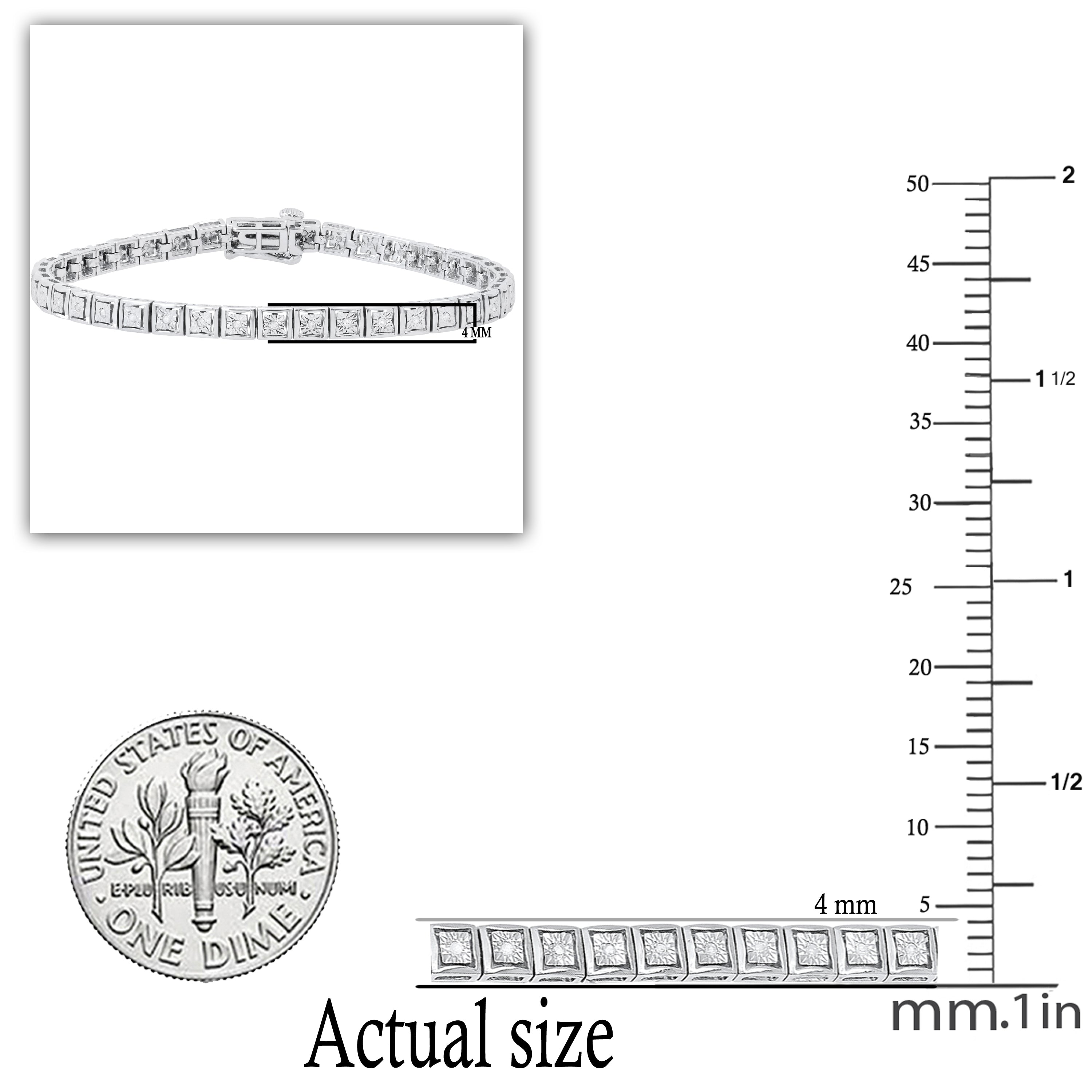 0.25 Carat (ctw) Round White Diamond Modern Square Tennis Bracelet 1/4 CT | 925 Sterling Silver