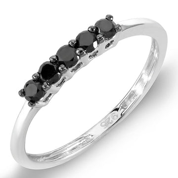 0.37 Carat (ctw) Sterling Silver Round Black Diamond Ladies Anniversary Wedding Band Ring 3/8 CT
