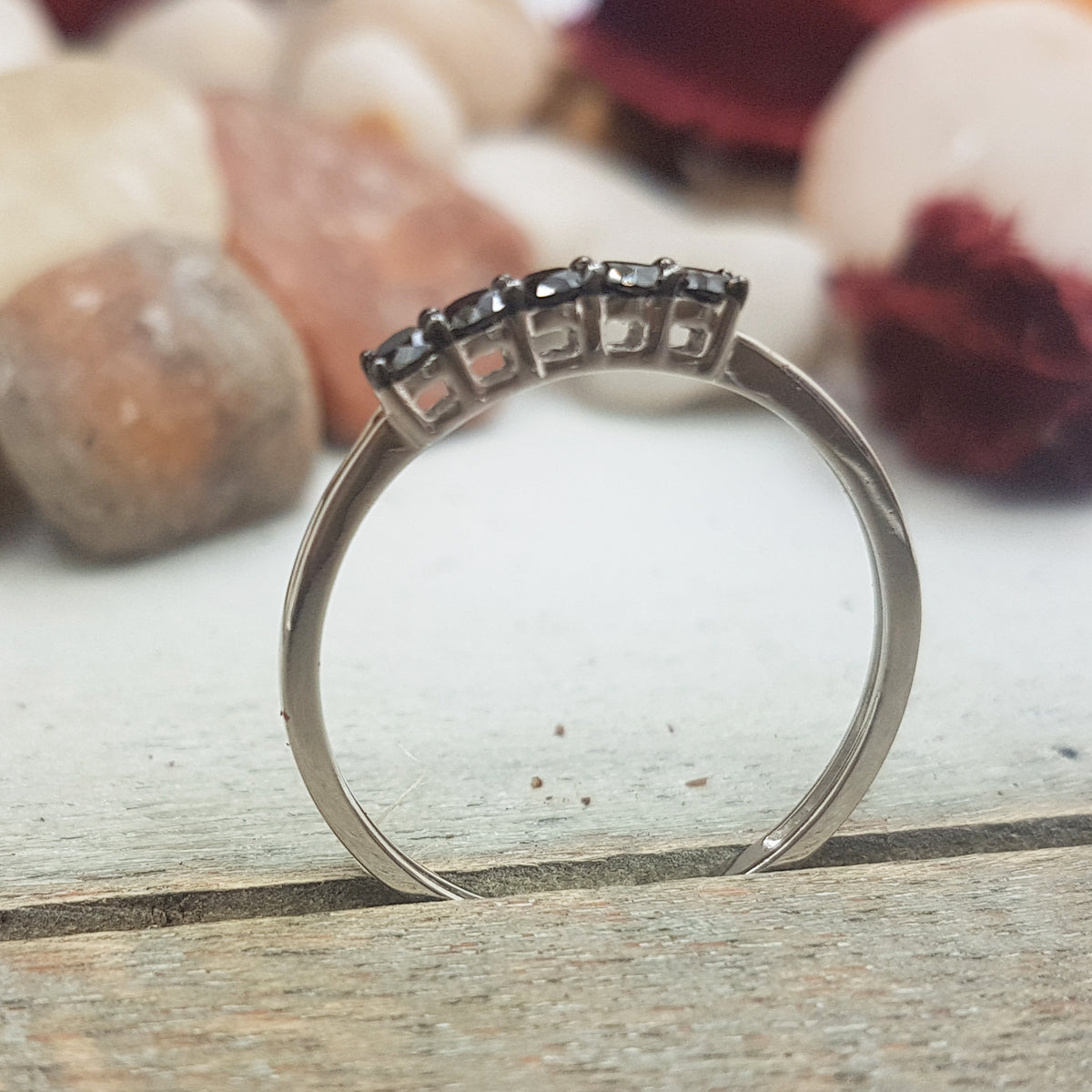 0.37 Carat (ctw) Sterling Silver Round Black Diamond Ladies Anniversary Wedding Band Ring 3/8 CT