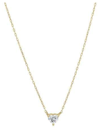 IGI CERTIFIED 0.10 Carat (ctw) 18K Yellow Gold Heart Cut Diamond Ladies Heart Shaped Pendant (Necklace)1/10 CT