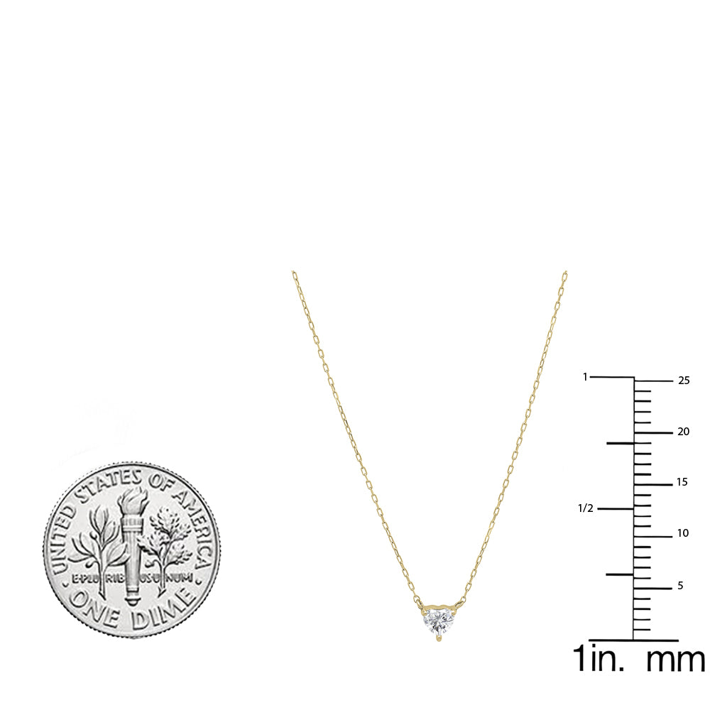 IGI CERTIFIED 0.10 Carat (ctw) 18K Yellow Gold Heart Cut Diamond Ladies Heart Shaped Pendant (Necklace)1/10 CT
